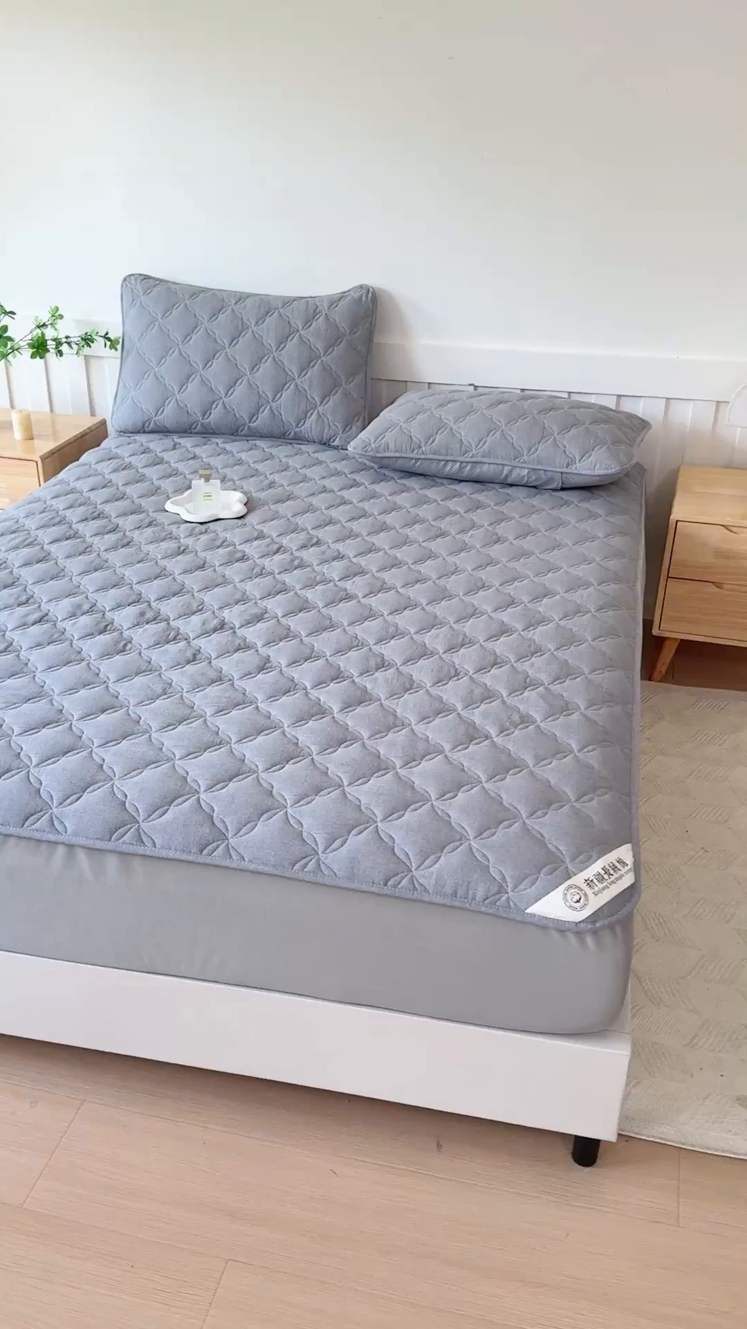 91家纺网 家纺一手货源 找家纺 小萌虎 2025新款全棉新疆棉花床笠-风车系列 风车-灰