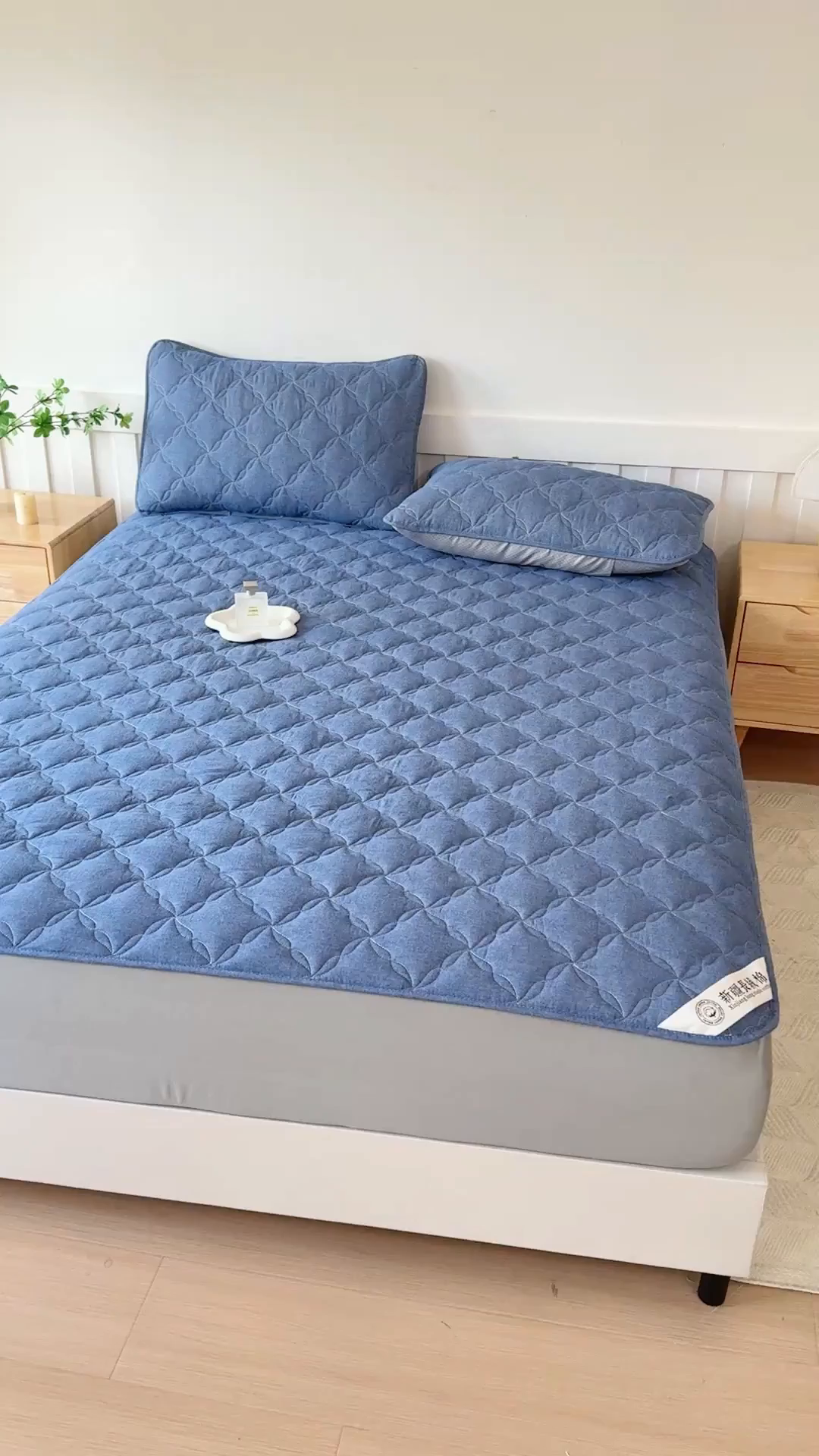 91家纺网 家纺一手货源 找家纺 小萌虎 2025新款全棉新疆棉花床笠-风车系列 风车-牛仔蓝