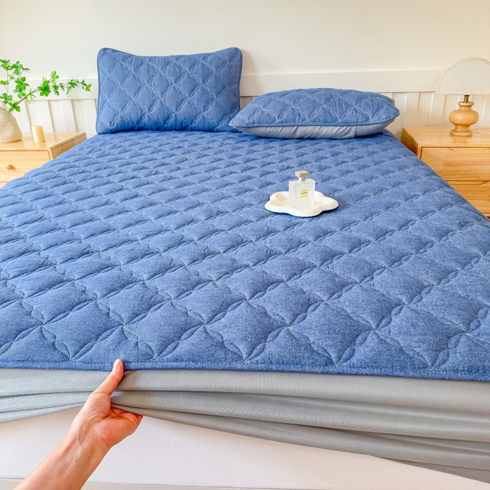 91家纺网 家纺一手货源 找家纺 小萌虎 2025新款全棉新疆棉花床笠-风车系列 风车-牛仔蓝