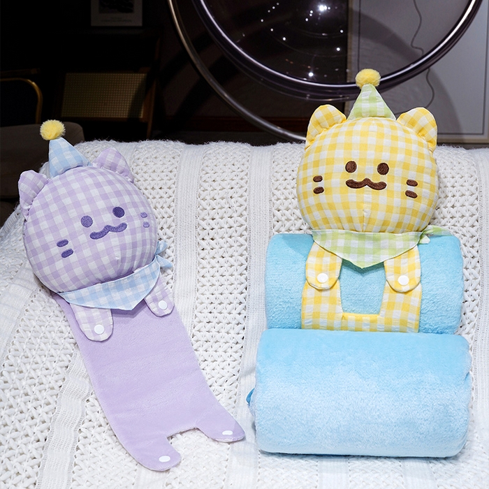 91家纺网 家纺一手货源 找家纺 （总）仟亿莱 2025新款带帽方巾喵立体卷毯