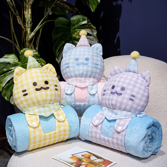 91家纺网 家纺一手货源 找家纺 （总）仟亿莱 2025新款带帽方巾喵立体卷毯