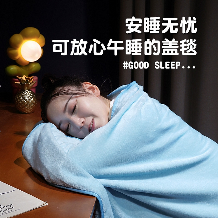 91家纺网 家纺一手货源 找家纺 仟亿莱 2025新款带帽方巾喵立体卷毯 卷卷蓝格喵