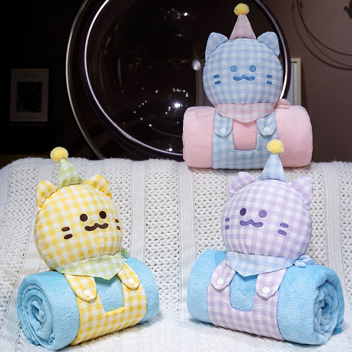 91家纺网 家纺一手货源 找家纺 （总）仟亿莱 2025新款带帽方巾喵立体卷毯