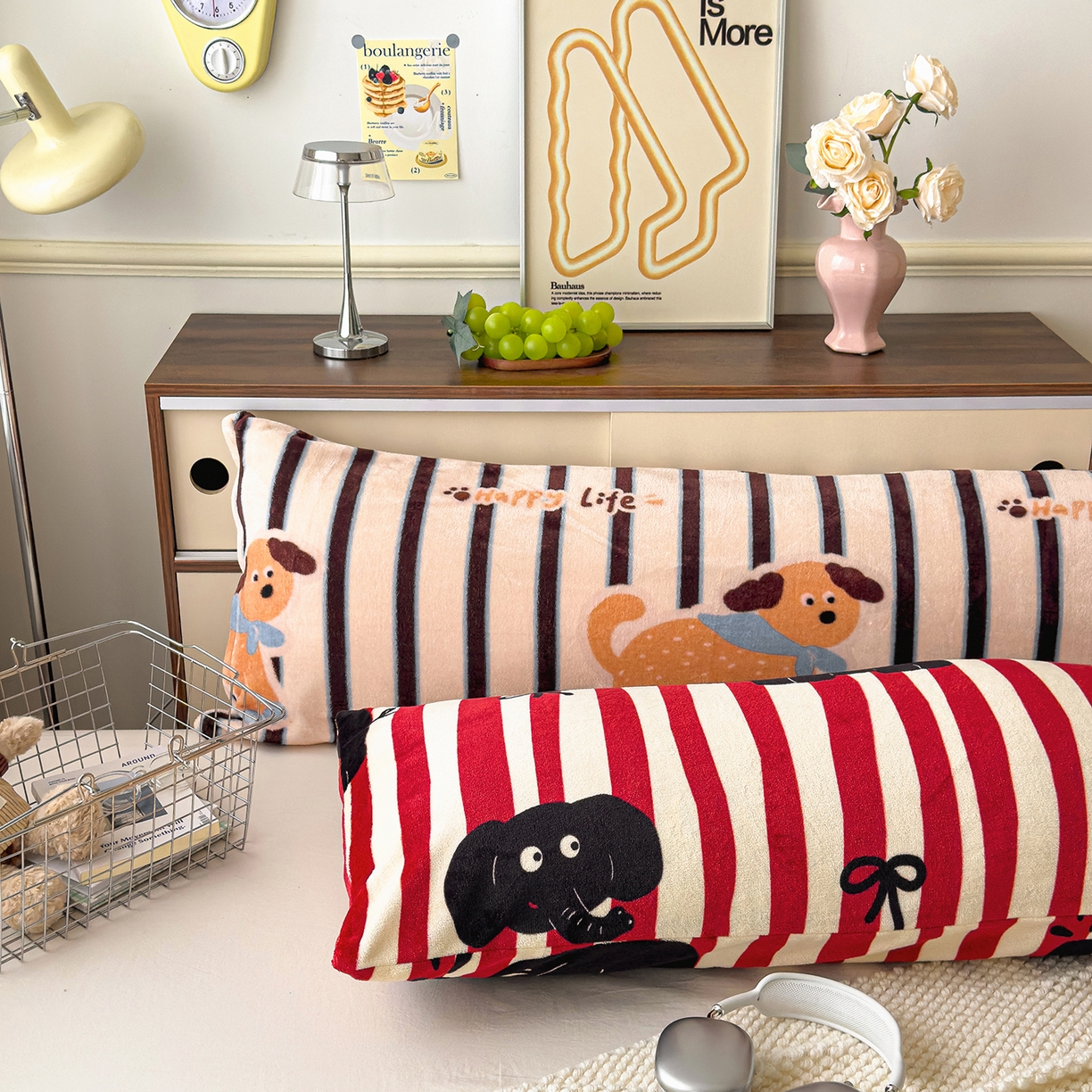 91家纺网 家纺一手货源 找家纺 圣比熊 2025新款高克重牛奶绒枕加芯牛奶绒长条枕套夹腿抱枕 大象乐园