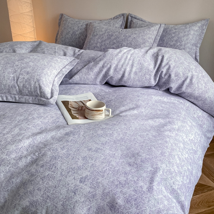 91家纺网 家纺一手货源 找家纺 大吉 2025新款加厚活性喷气磨毛棉四件套被套床单床笠学生单人三件套 山雾-蓝