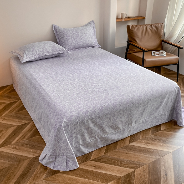 91家纺网 家纺一手货源 找家纺 大吉 2025新款加厚活性喷气磨毛棉四件套被套床单床笠学生单人三件套 山雾-蓝