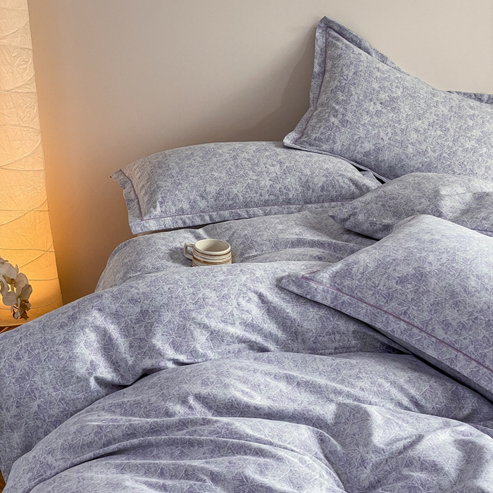 91家纺网 家纺一手货源 找家纺 大吉 2025新款加厚活性喷气磨毛棉四件套被套床单床笠学生单人三件套 山雾-蓝