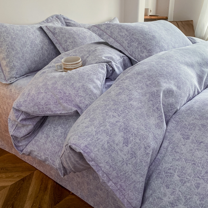 91家纺网 家纺一手货源 找家纺 大吉 2025新款加厚活性喷气磨毛棉四件套被套床单床笠学生单人三件套 山雾-蓝