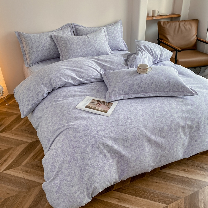 91家纺网 家纺一手货源 找家纺 大吉  2024新款加厚喷气全棉磨毛被套 山雾-蓝