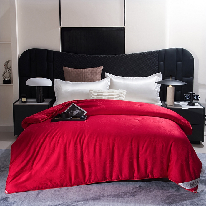 91家纺网 家纺一手货源 找家纺 越宏顺 2025新款被子冬被被芯拉链款子母被 大红