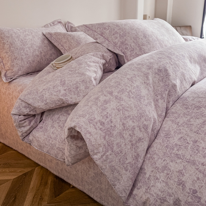 91家纺网 家纺一手货源 找家纺 大吉  2024新款加厚喷气全棉磨毛被套 山雾-紫