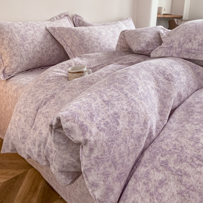 91家纺网 家纺一手货源 找家纺 大吉  2024新款加厚喷气全棉磨毛被套 山雾-紫