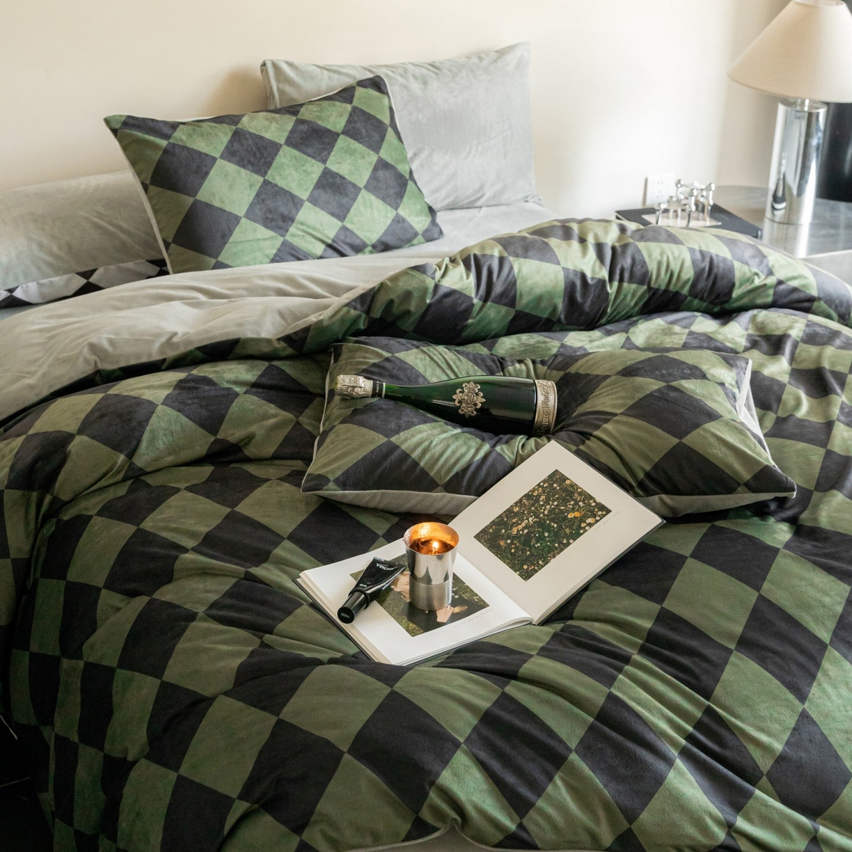 ONE TWO ONE 121 2025新款轻奢新法式德芙绒宝宝绒婴儿绒短毛绒牛奶绒四件套床单被套-几禾归集 几禾归集-绿