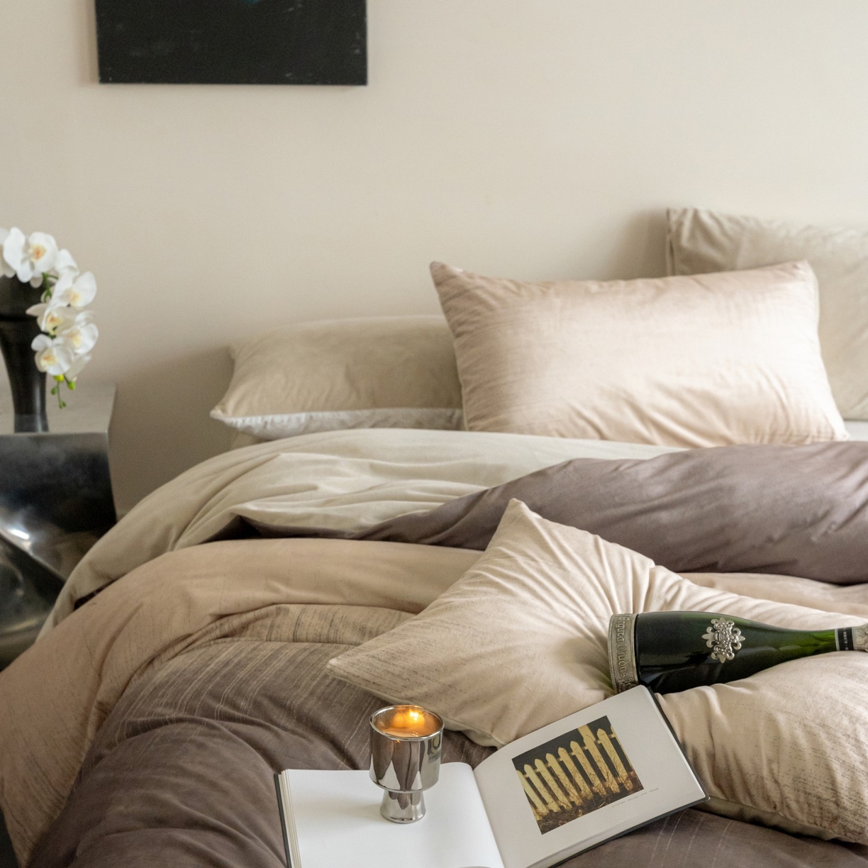 91家纺网 家纺一手货源 找家纺 ONE TWO ONE 121 2025新款轻奢新法式德芙绒宝宝绒婴儿绒短毛绒牛奶绒四件套床单被套-光辉岁月 光辉岁月-咖