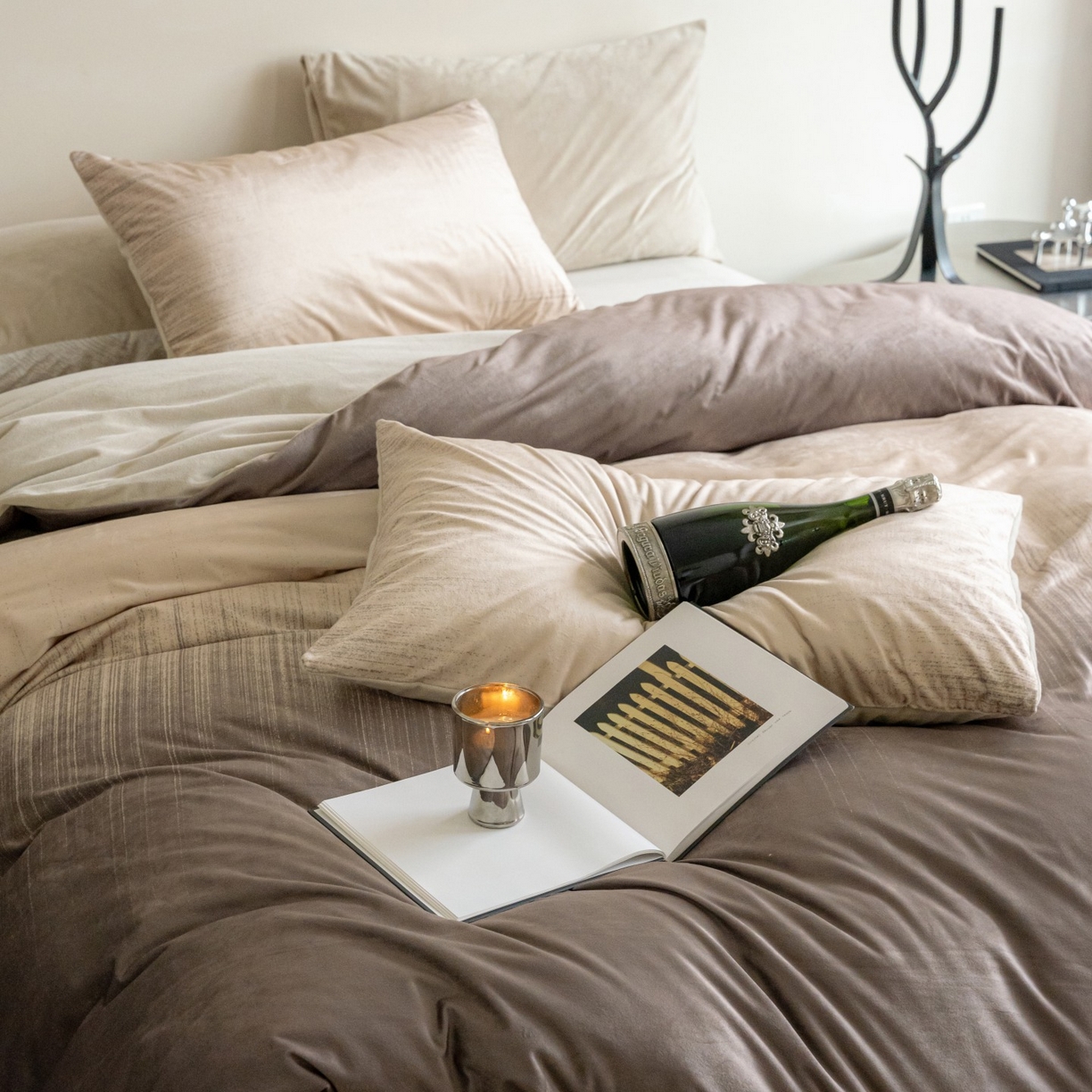 ONE TWO ONE 121 2025新款轻奢新法式德芙绒宝宝绒婴儿绒短毛绒牛奶绒四件套床单被套-光辉岁月 光辉岁月-咖