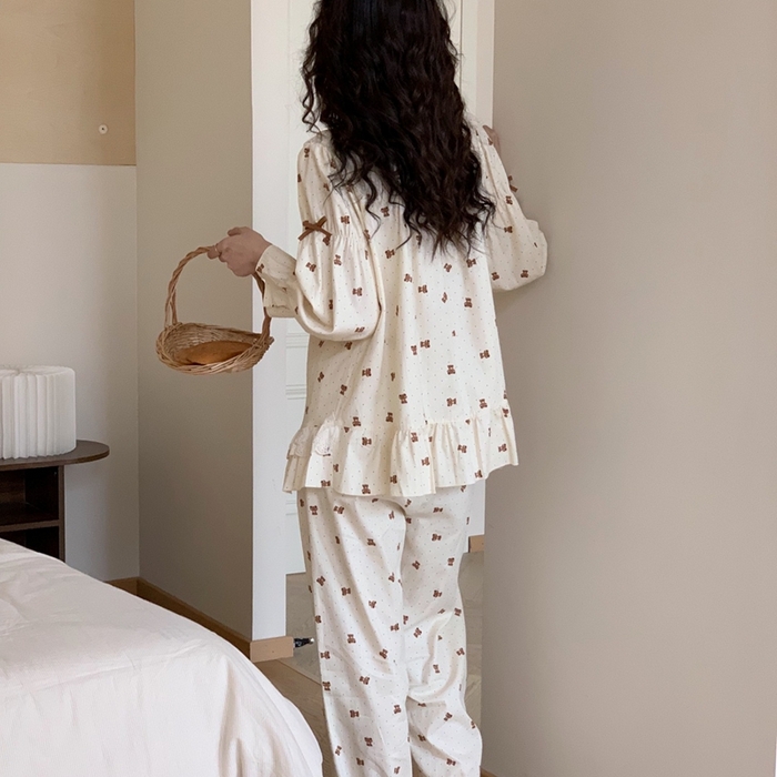 91家纺网 家纺一手货源 找家纺 （总）妍景家居生活馆 2025新款82272-韩系点点蝴蝶结小熊套装