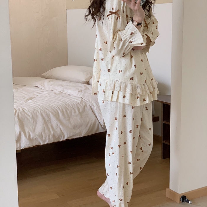 91家纺网 家纺一手货源 找家纺 （总）妍景家居生活馆 2025新款82272-韩系点点蝴蝶结小熊套装