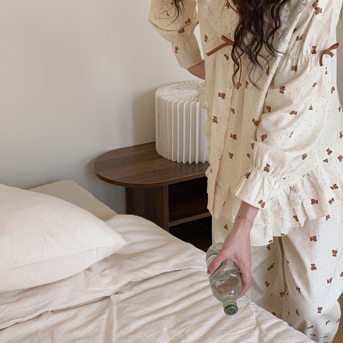 91家纺网 家纺一手货源 找家纺 （总）妍景家居生活馆 2025新款82272-韩系点点蝴蝶结小熊套装