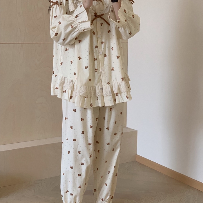 91家纺网 家纺一手货源 找家纺 （总）妍景家居生活馆 2025新款82272-韩系点点蝴蝶结小熊套装