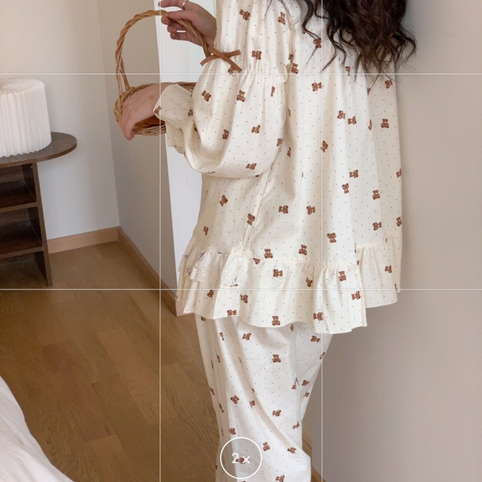 91家纺网 家纺一手货源 找家纺 （总）妍景家居生活馆 2025新款82272-韩系点点蝴蝶结小熊套装