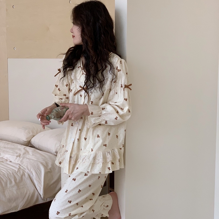 91家纺网 家纺一手货源 找家纺 （总）妍景家居生活馆 2025新款82272-韩系点点蝴蝶结小熊套装