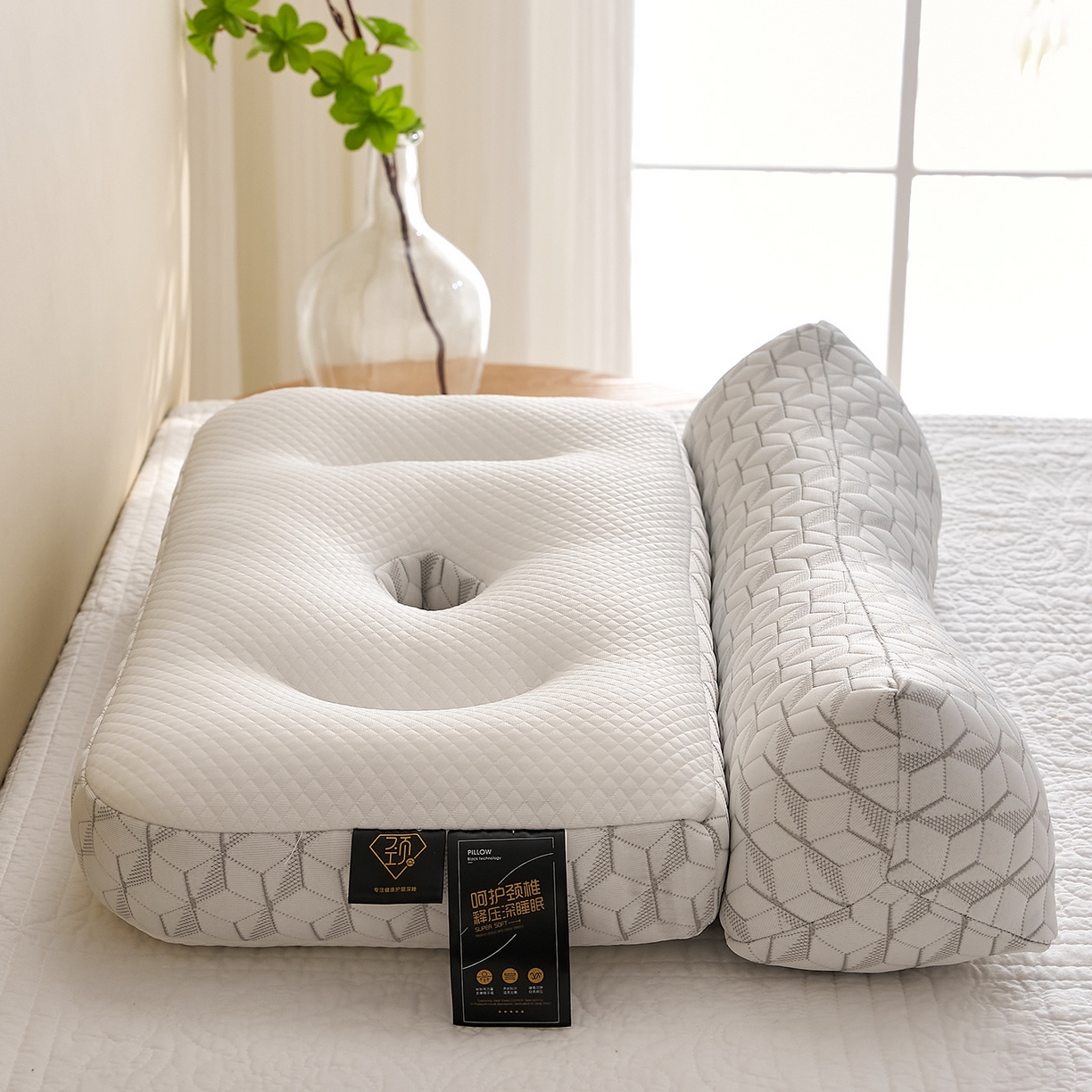 91家纺网 家纺一手货源 找家纺 （总）乐可 2025新款科技护耳组合枕枕头枕芯