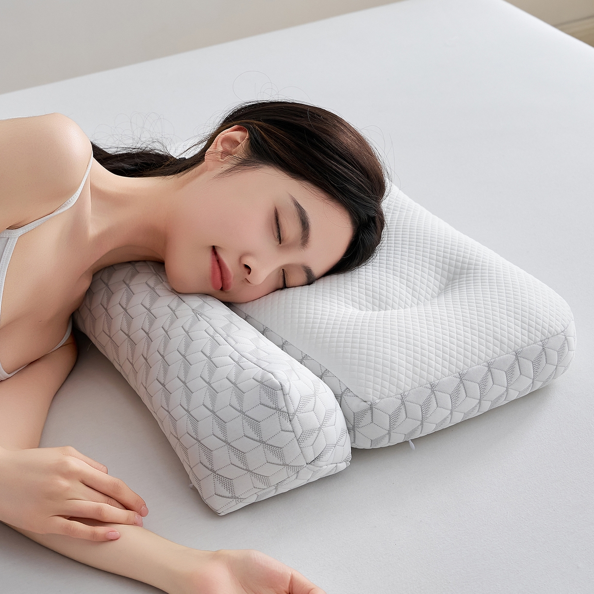 91家纺网 家纺一手货源 找家纺 （总）乐可 2025新款科技护耳组合枕枕头枕芯