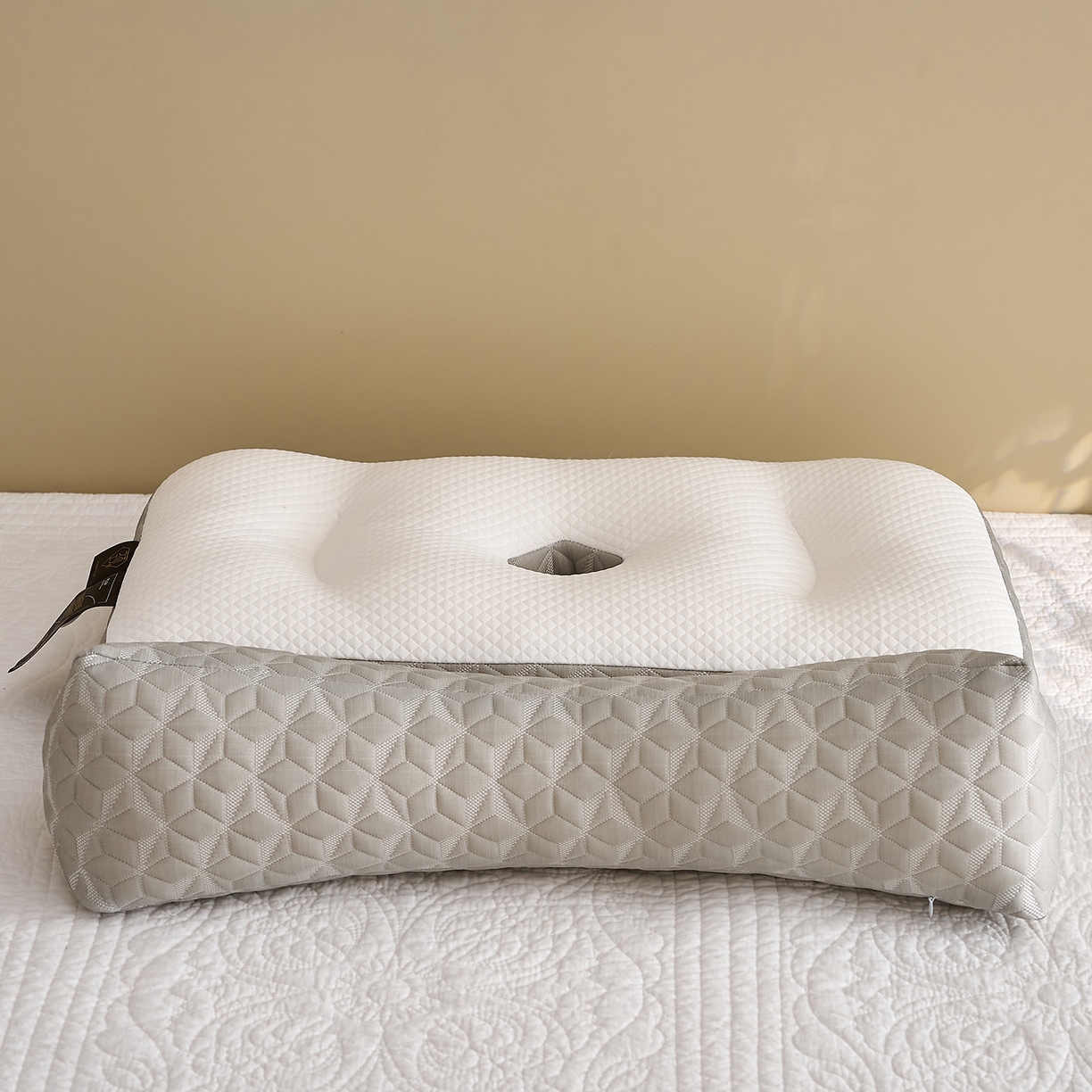 91家纺网 家纺一手货源 找家纺 乐可 2025新款科技护耳组合枕枕头枕芯 科技护耳组合枕-K1灰