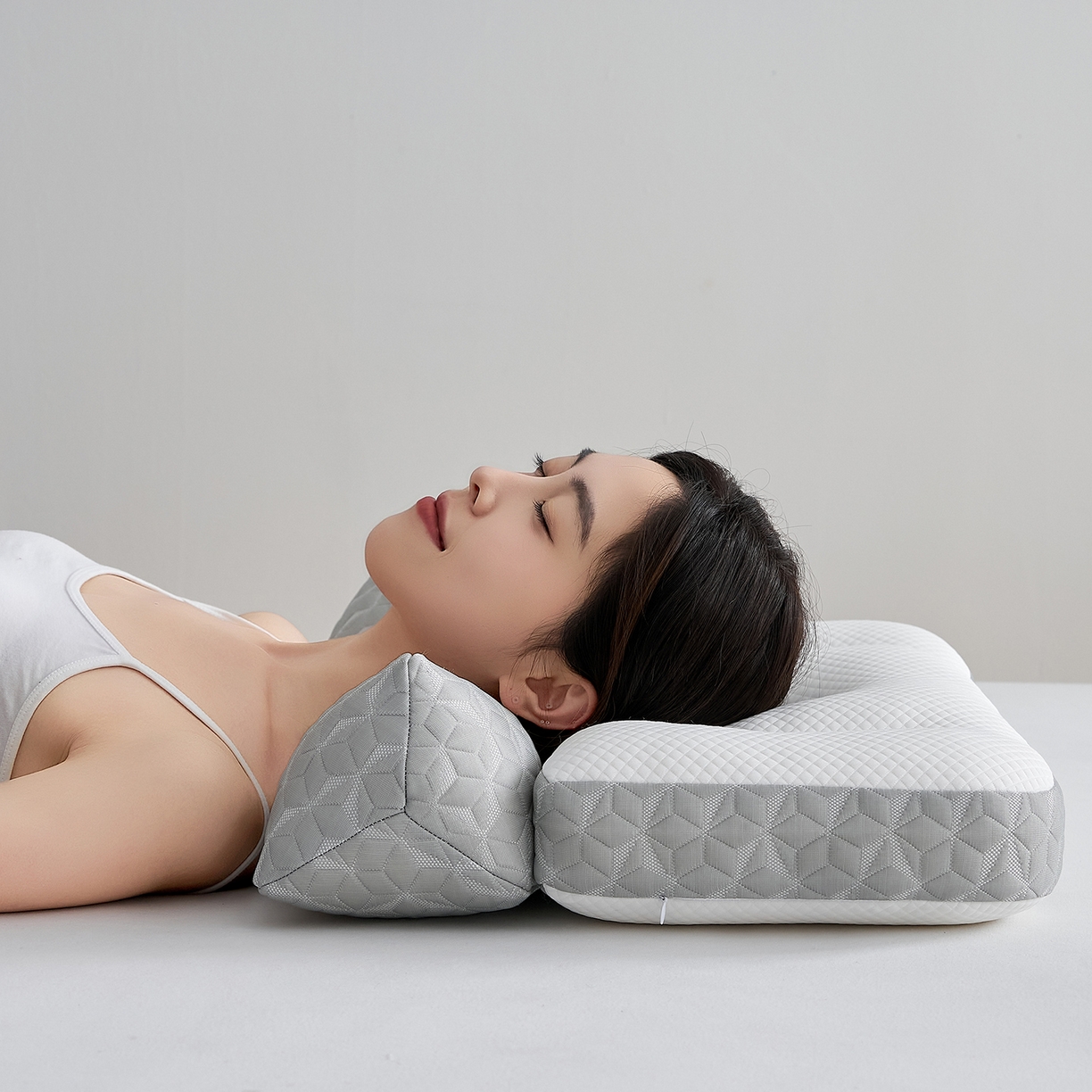 91家纺网 家纺一手货源 找家纺 乐可 2025新款科技护耳组合枕枕头枕芯 科技护耳组合枕-K1灰