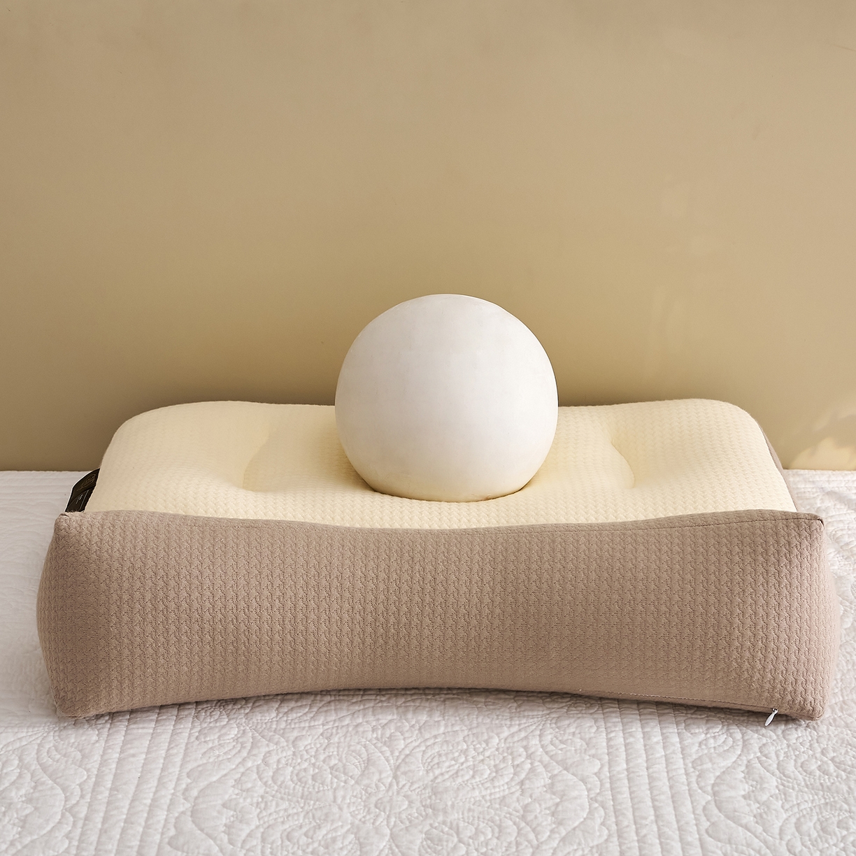 91家纺网 家纺一手货源 找家纺 乐可 2025新款科技护耳组合枕枕头枕芯 科技护耳组合枕-K1咖