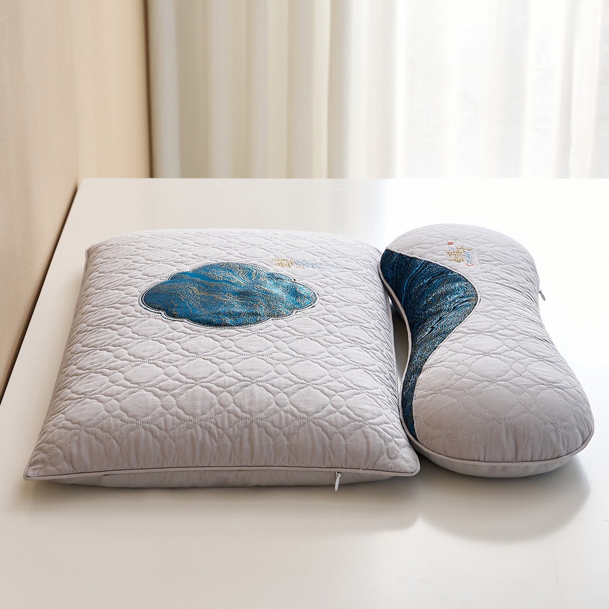 91家纺网 家纺一手货源 找家纺 乐可 2025新款金荞子二合一枕枕头枕芯 金荞子套装-灰