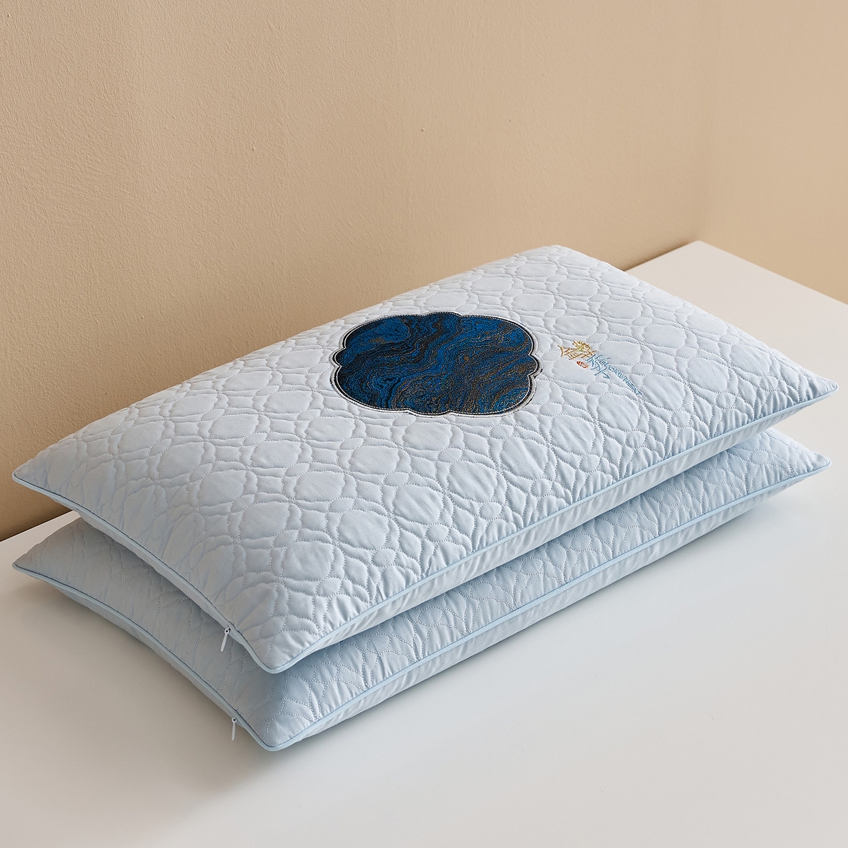 91家纺网 家纺一手货源 找家纺 乐可 2025新款金荞子二合一枕枕头枕芯 金荞子-蓝方枕