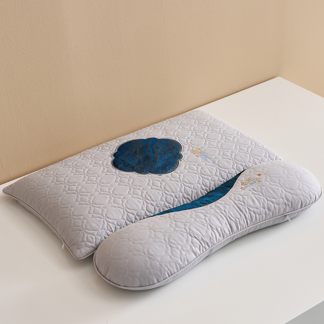 91家纺网 家纺一手货源 找家纺 乐可 2025新款金荞子二合一枕枕头枕芯 金荞子套装-灰