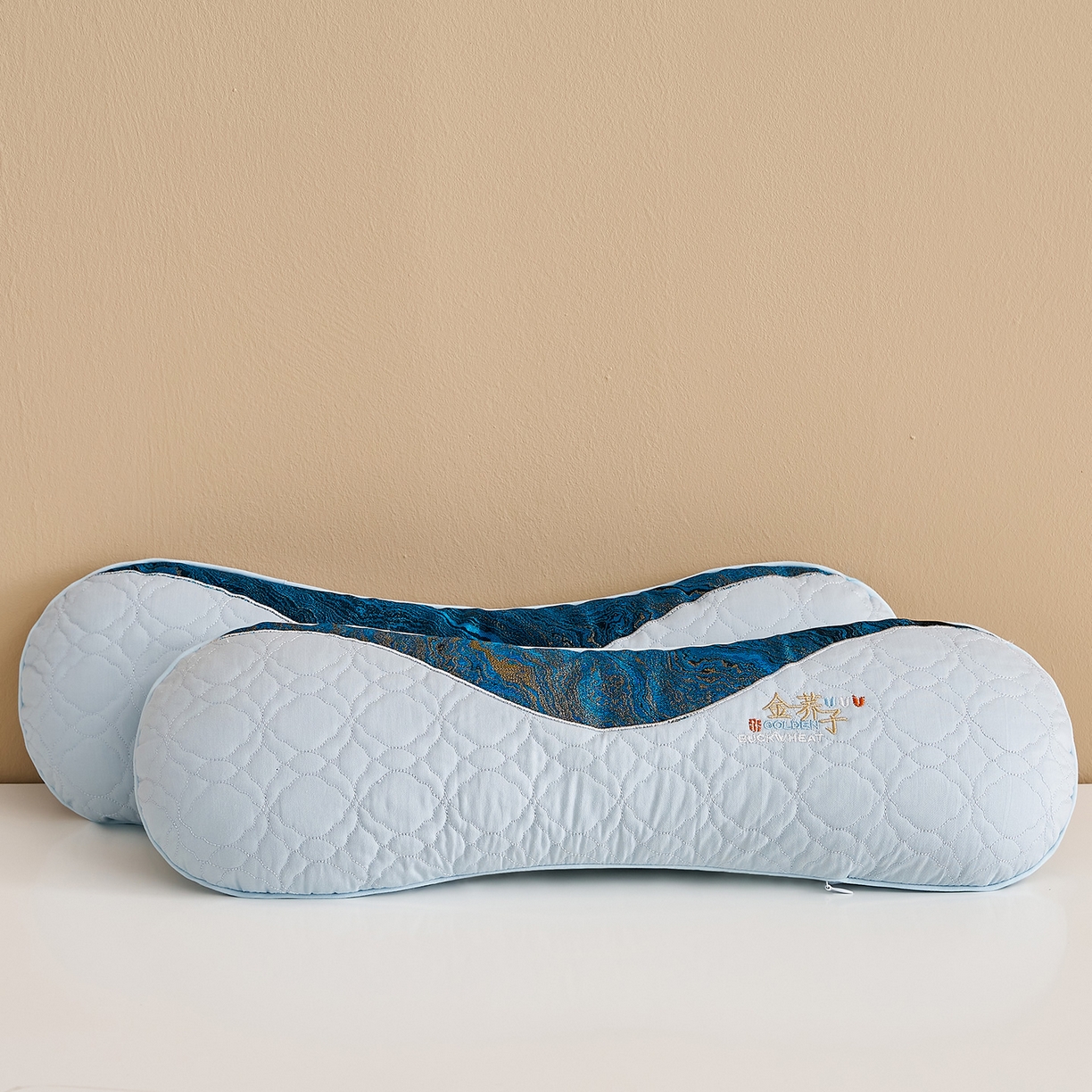 91家纺网 家纺一手货源 找家纺 乐可 2025新款金荞子二合一枕枕头枕芯 金荞子-蓝骨头枕