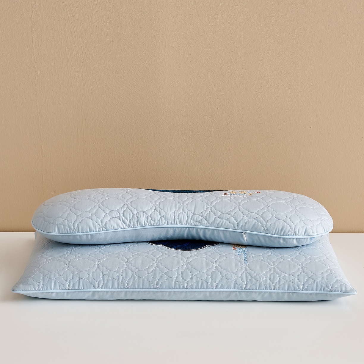 91家纺网 家纺一手货源 找家纺 乐可 2025新款金荞子二合一枕枕头枕芯 金荞子套装-蓝