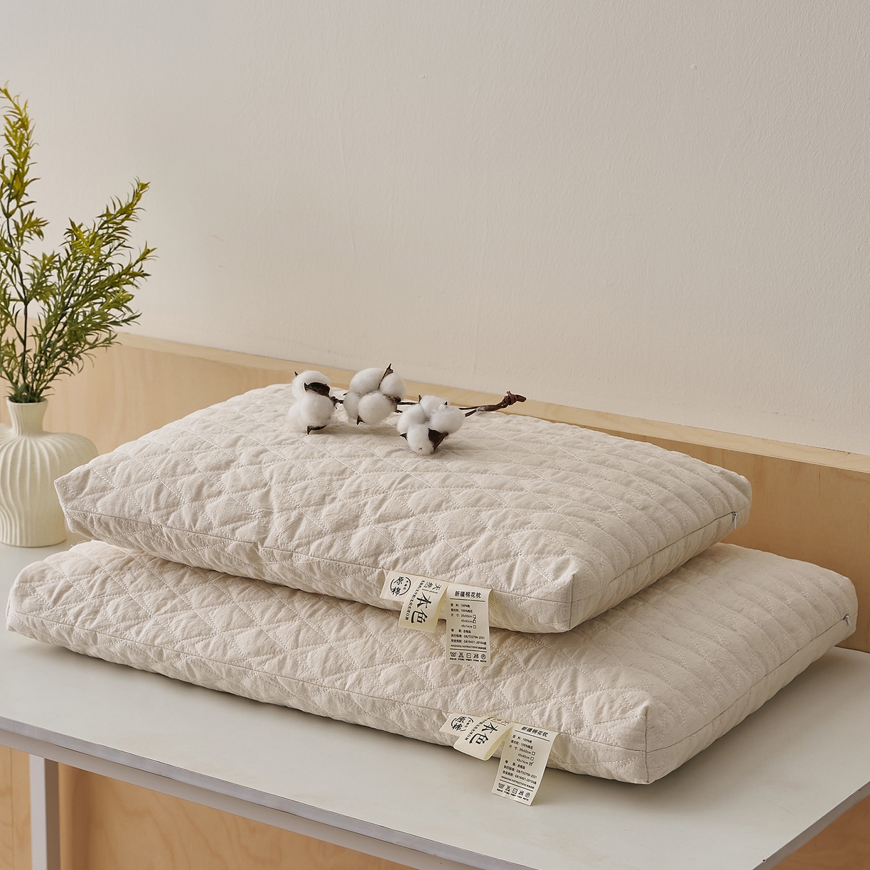 91家纺网 家纺一手货源 找家纺 （总）乐可 2025新款绗缝新疆棉花枕枕头枕芯