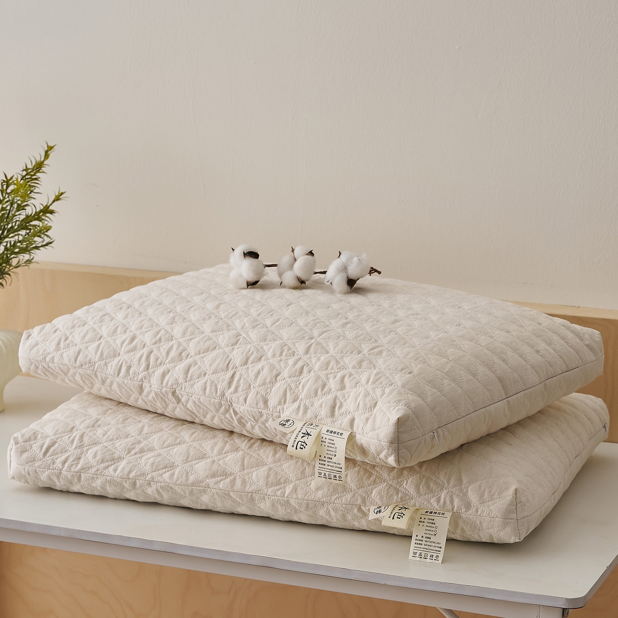 91家纺网 家纺一手货源 找家纺 乐可 2025新款绗缝新疆棉花枕枕头枕芯 绗缝新疆棉花枕-学生