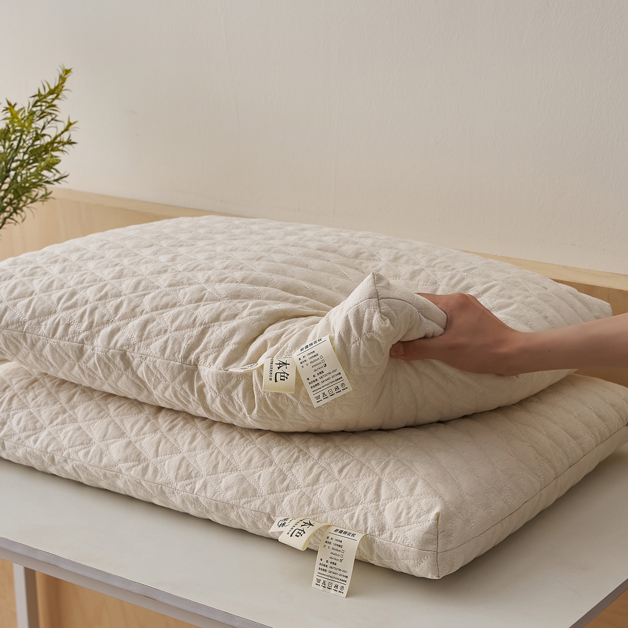 91家纺网 家纺一手货源 找家纺 乐可 2025新款绗缝新疆棉花枕枕头枕芯 绗缝新疆棉花枕-学生