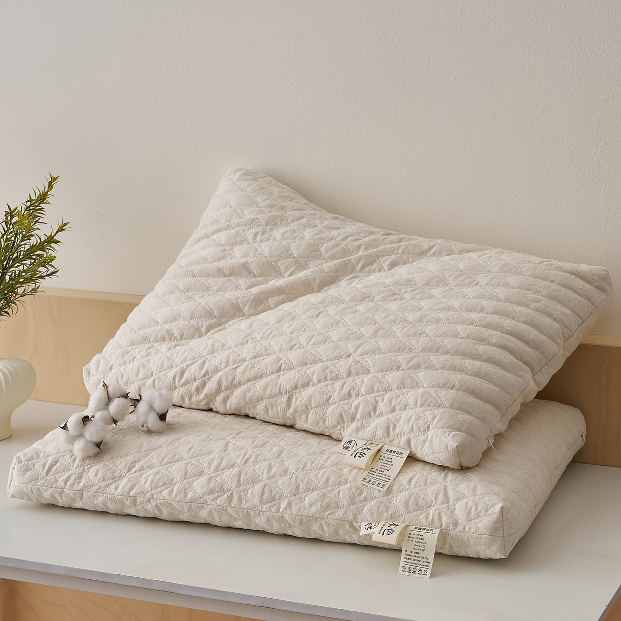 91家纺网 家纺一手货源 找家纺 乐可 2025新款绗缝新疆棉花枕枕头枕芯 绗缝新疆棉花枕-学生