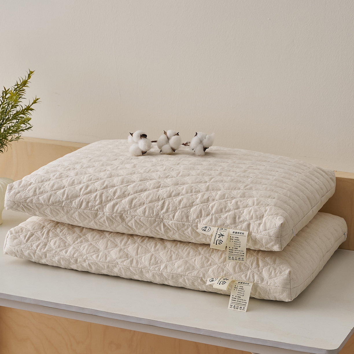 91家纺网 家纺一手货源 找家纺 乐可 2025新款绗缝新疆棉花枕枕头枕芯 绗缝新疆棉花枕-成人