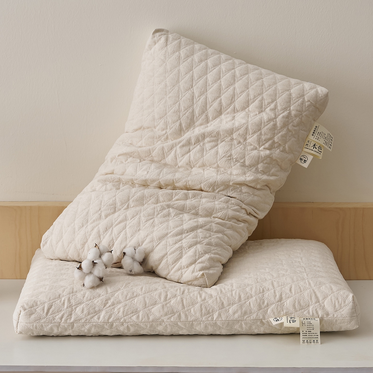 91家纺网 家纺一手货源 找家纺 乐可 2025新款绗缝新疆棉花枕枕头枕芯 绗缝新疆棉花枕-成人