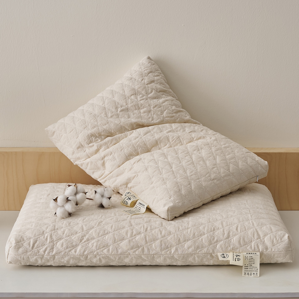 91家纺网 家纺一手货源 找家纺 乐可 2025新款绗缝新疆棉花枕枕头枕芯 绗缝新疆棉花枕-成人