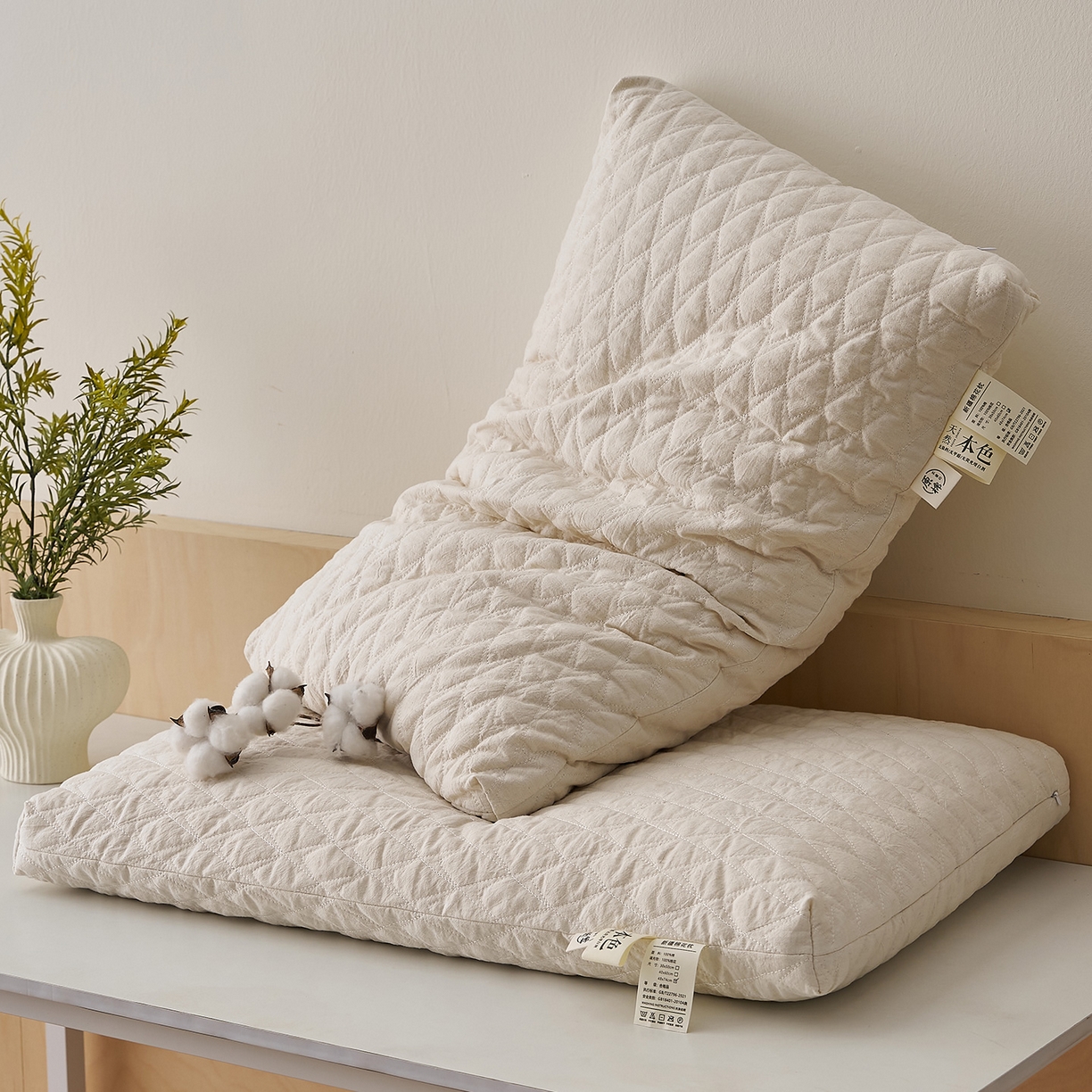 91家纺网 家纺一手货源 找家纺 乐可 2025新款绗缝新疆棉花枕枕头枕芯 绗缝新疆棉花枕-成人