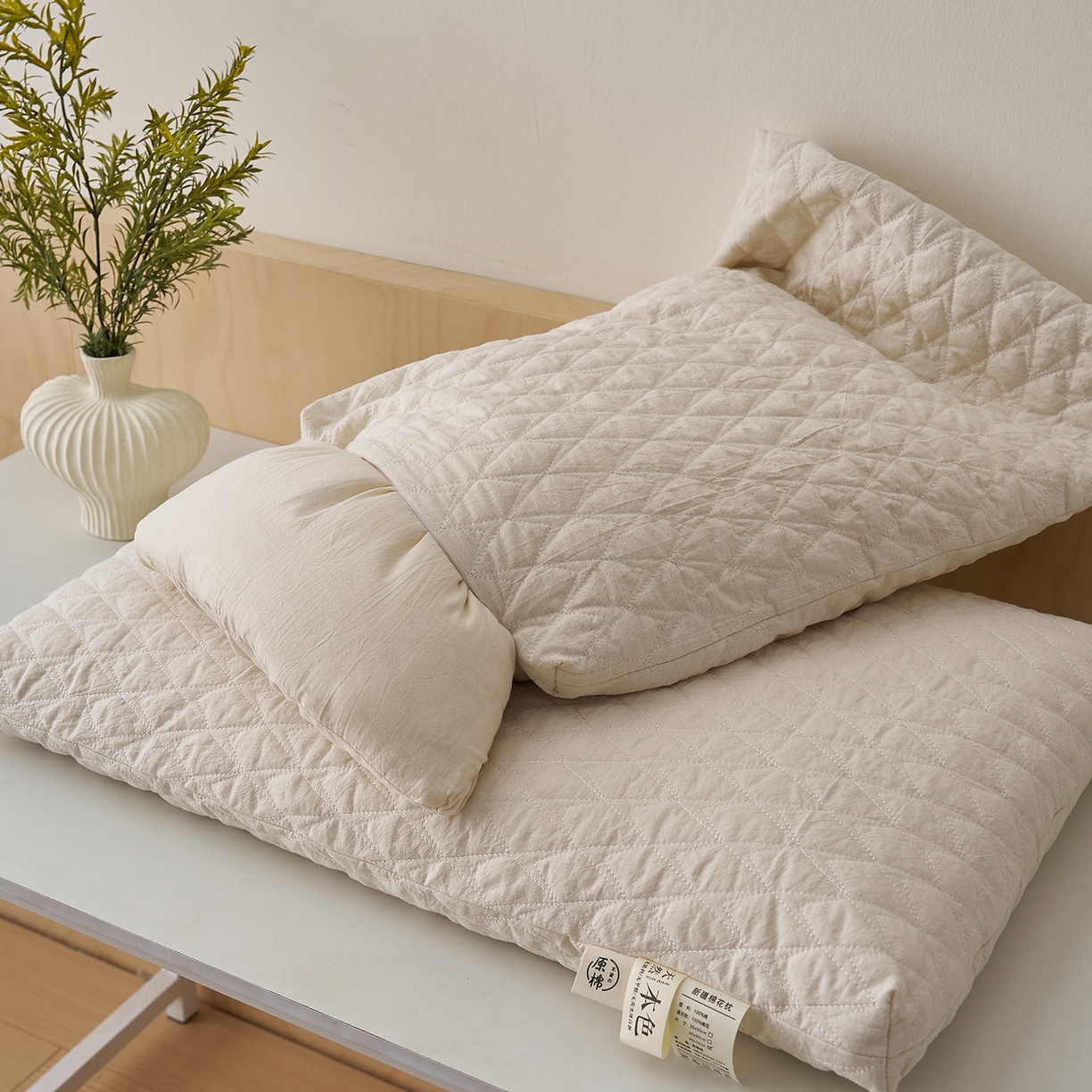 91家纺网 家纺一手货源 找家纺 乐可 2025新款绗缝新疆棉花枕枕头枕芯 绗缝新疆棉花枕-成人