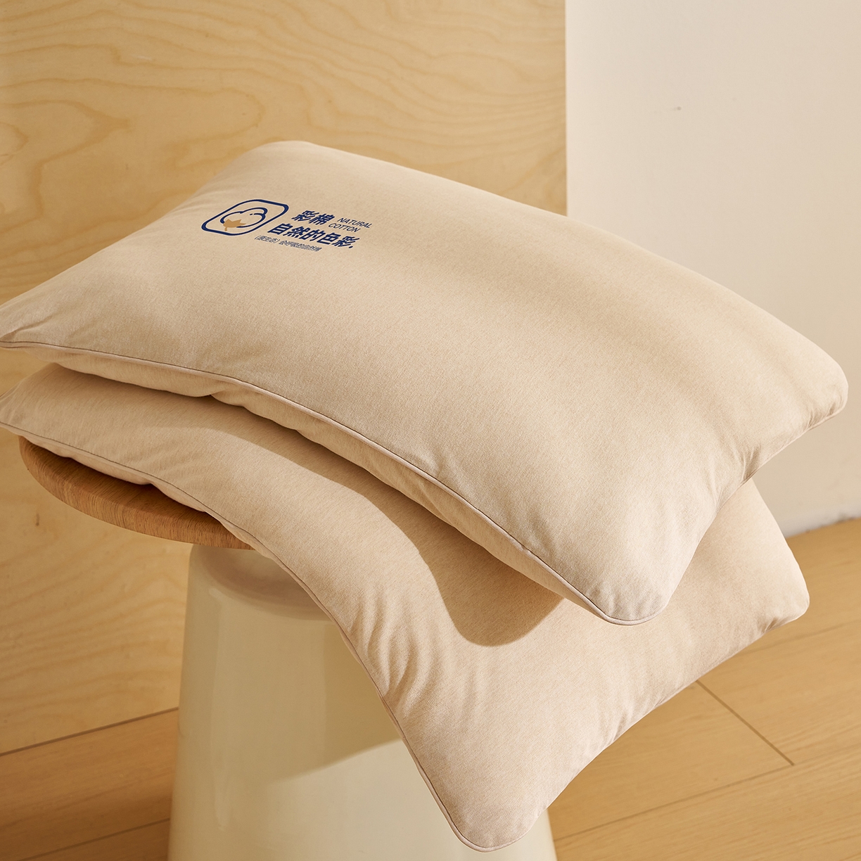 91家纺网 家纺一手货源 找家纺 乐可 2025新款全棉天竺棉棉花亲子枕 天竺棉棉花枕-米-学生