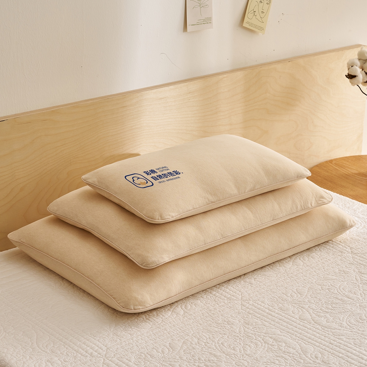 乐可 2025新款全棉天竺棉棉花亲子枕 天竺棉棉花枕-米-学生