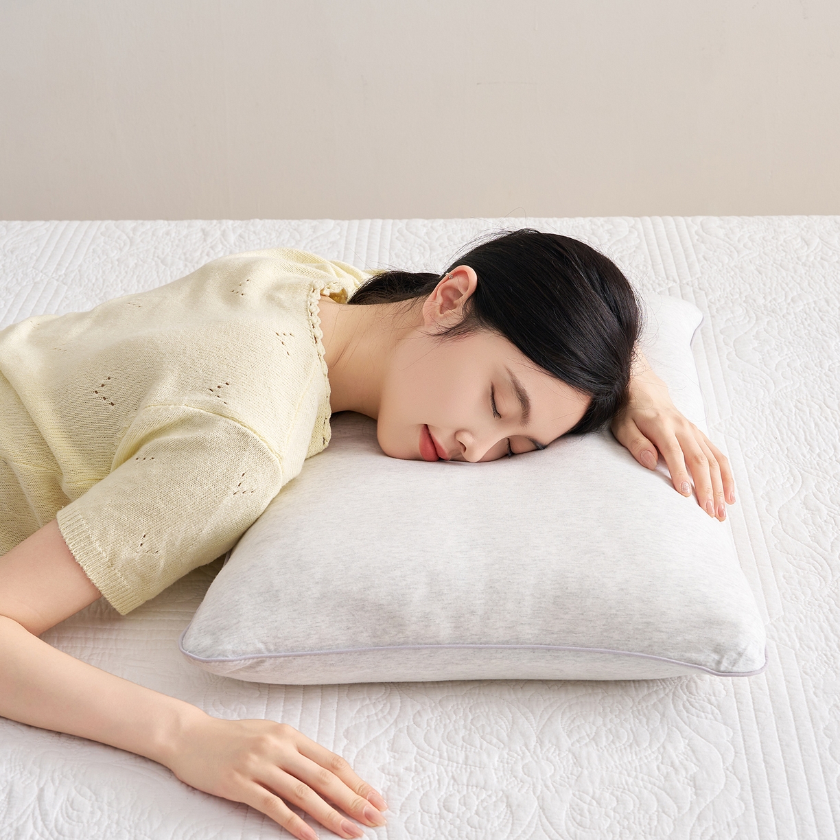 91家纺网 家纺一手货源 找家纺 乐可 2025新款全棉天竺棉棉花亲子枕 天竺棉棉花枕-灰-成人