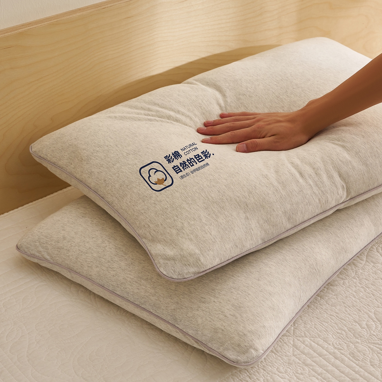 91家纺网 家纺一手货源 找家纺 乐可 2025新款全棉天竺棉棉花亲子枕 天竺棉棉花枕-灰-学生