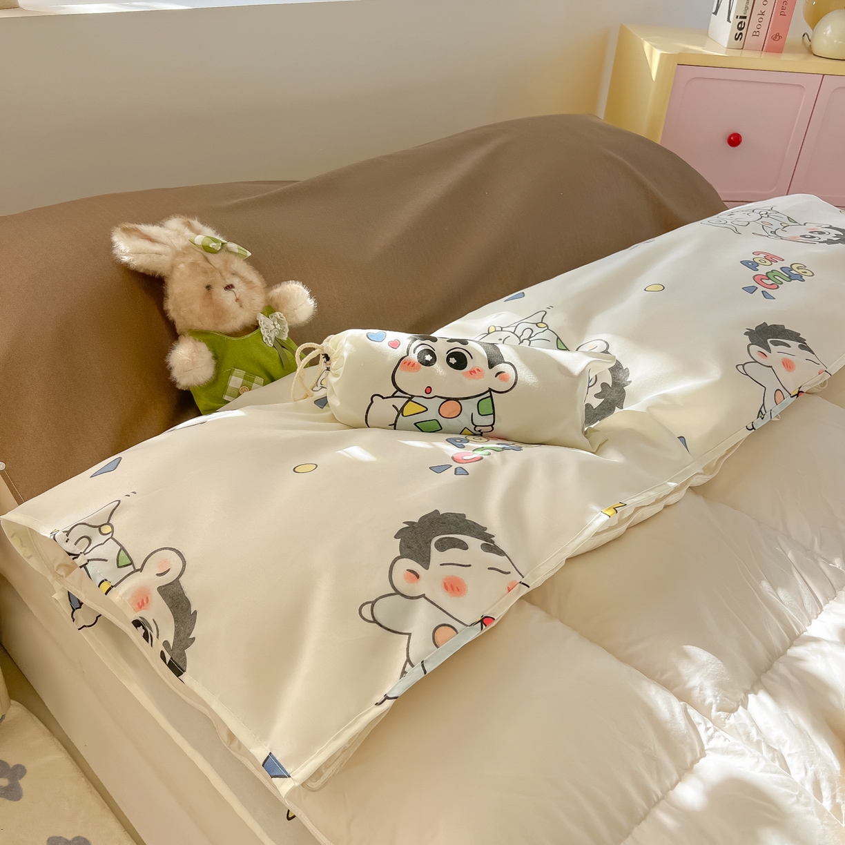 91家纺网 家纺一手货源 找家纺 柒星睡袋 2025新款新升级mini收纳袋印花系列隔脏睡袋 快乐男孩