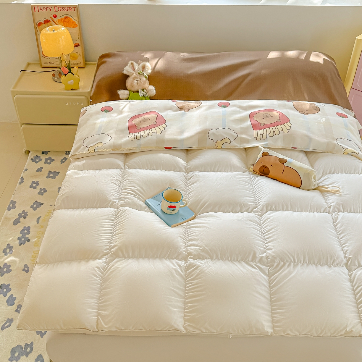 91家纺网 家纺一手货源 找家纺 柒星睡袋 2025新款新升级mini收纳袋印花系列隔脏睡袋 卡比巴拉